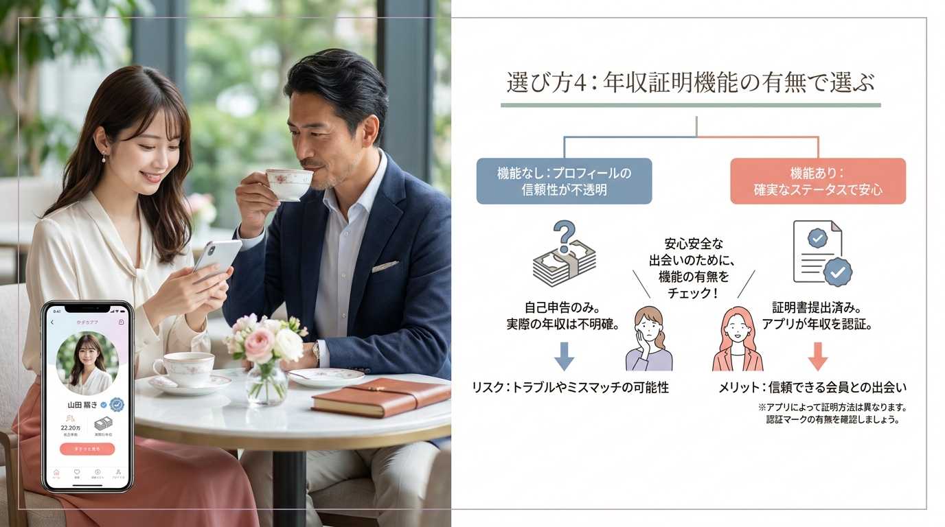 選び方4：年収証明機能の有無で選ぶ